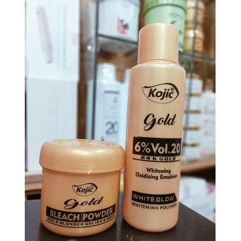 Kojic Gold Bleach Powder and Whitening Oxidizing Emulsion JAR